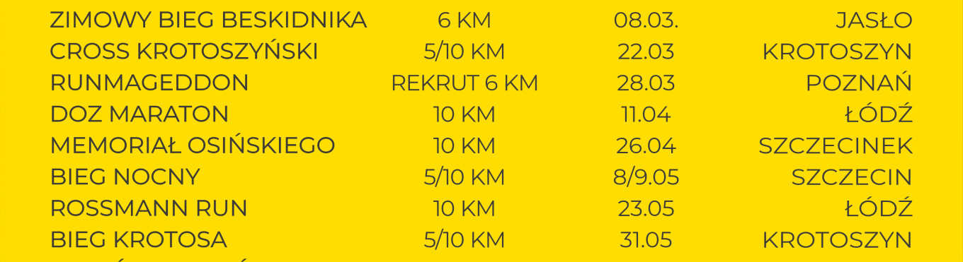 Harmonogram Biegowy 2026